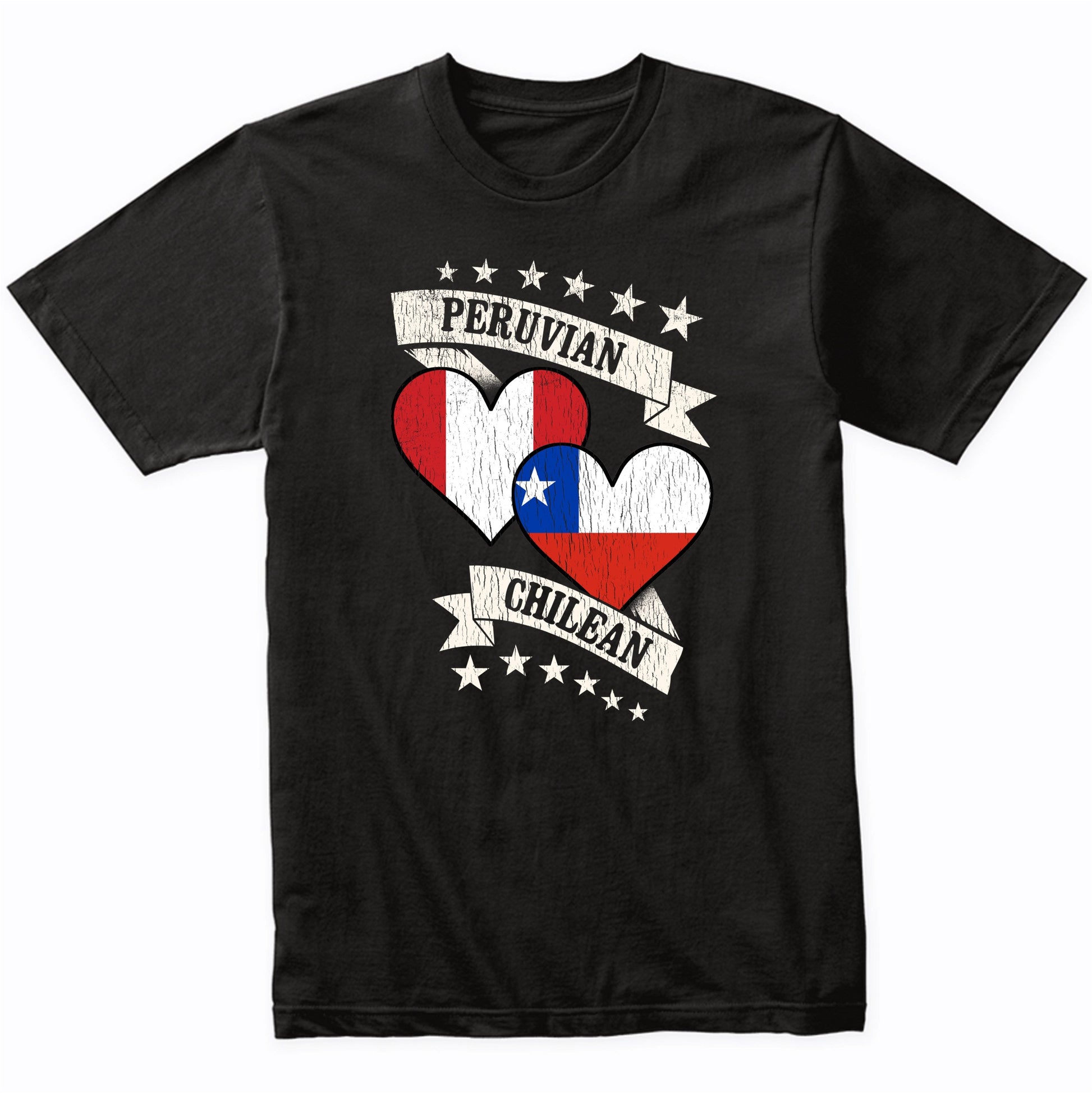 Peruvian Chilean Heart Flags Peru Chile T-Shirt