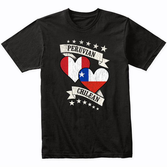 Peruvian Chilean Heart Flags Peru Chile T-Shirt