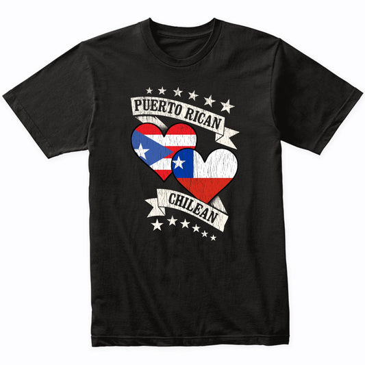 Puerto Rican Chilean Heart Flags Puerto Rico Chile T-Shirt