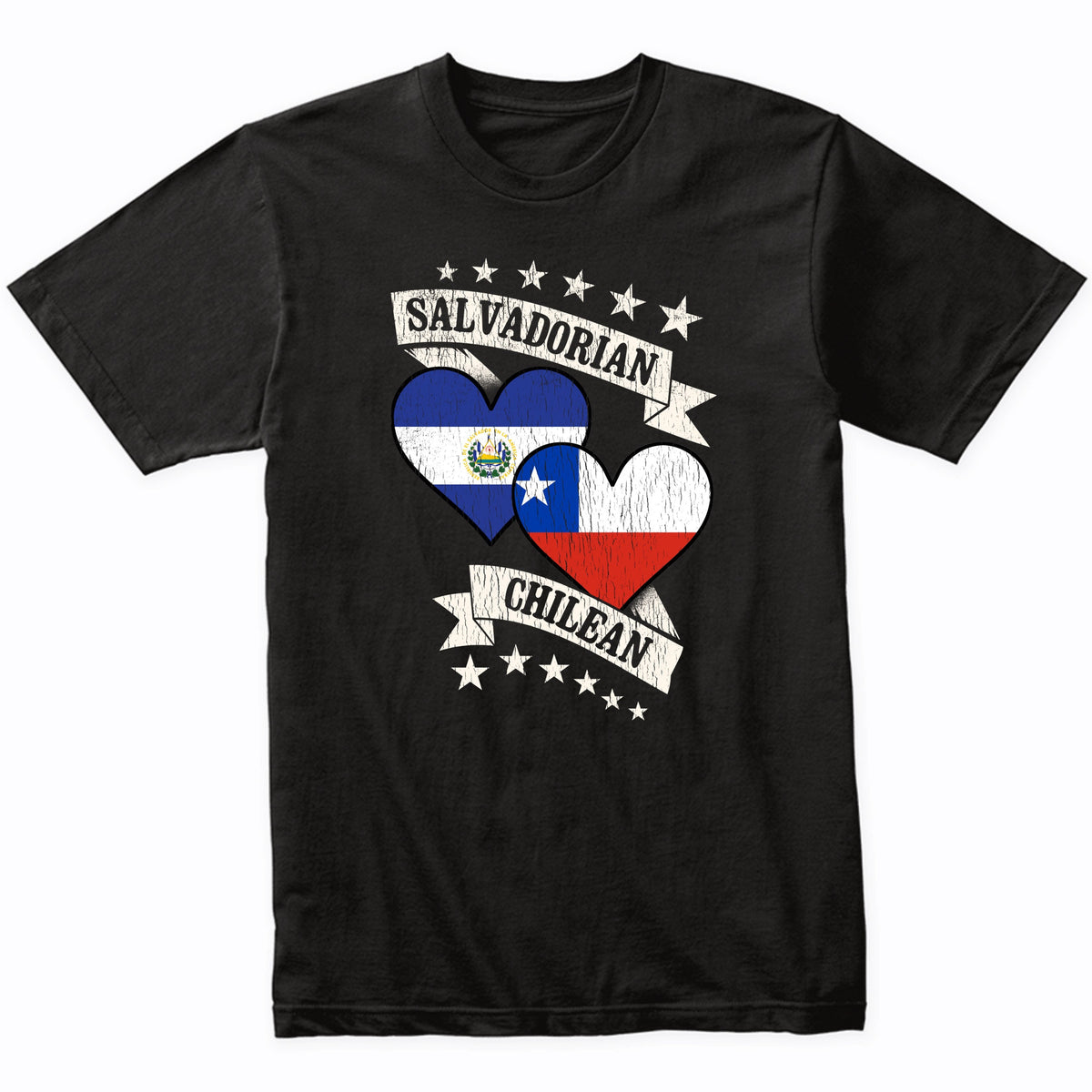 Salvadorian Chilean Heart Flags El Salvador Chile T-Shirt