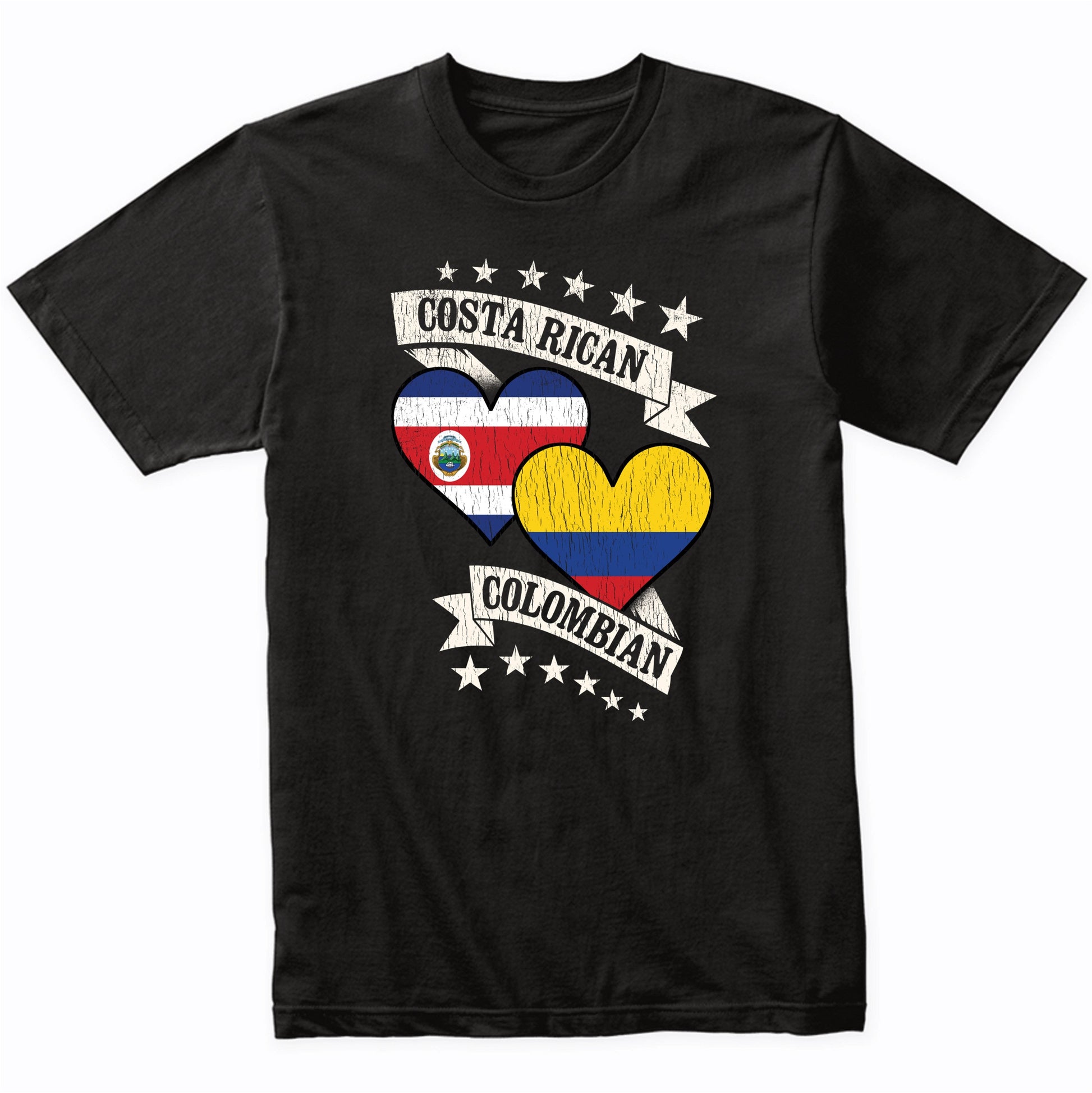 Costa Rican Colombian Heart Flags Costa Rica Colombia T-Shirt