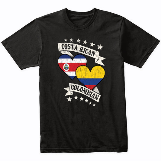 Costa Rican Colombian Heart Flags Costa Rica Colombia T-Shirt
