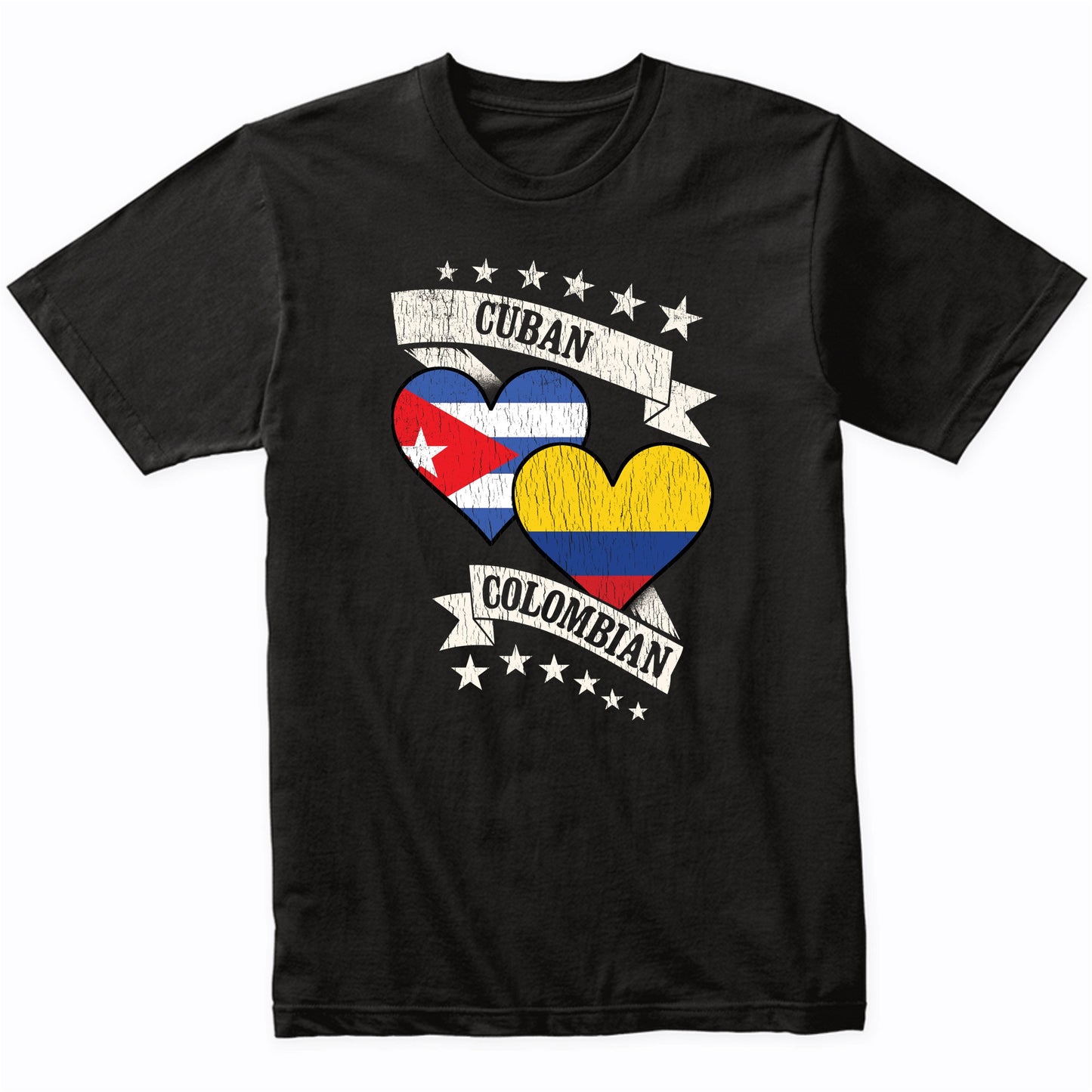 Cuban Colombian Heart Flags Cuba Colombia T-Shirt