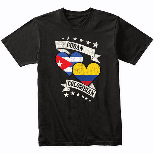 Cuban Colombian Heart Flags Cuba Colombia T-Shirt