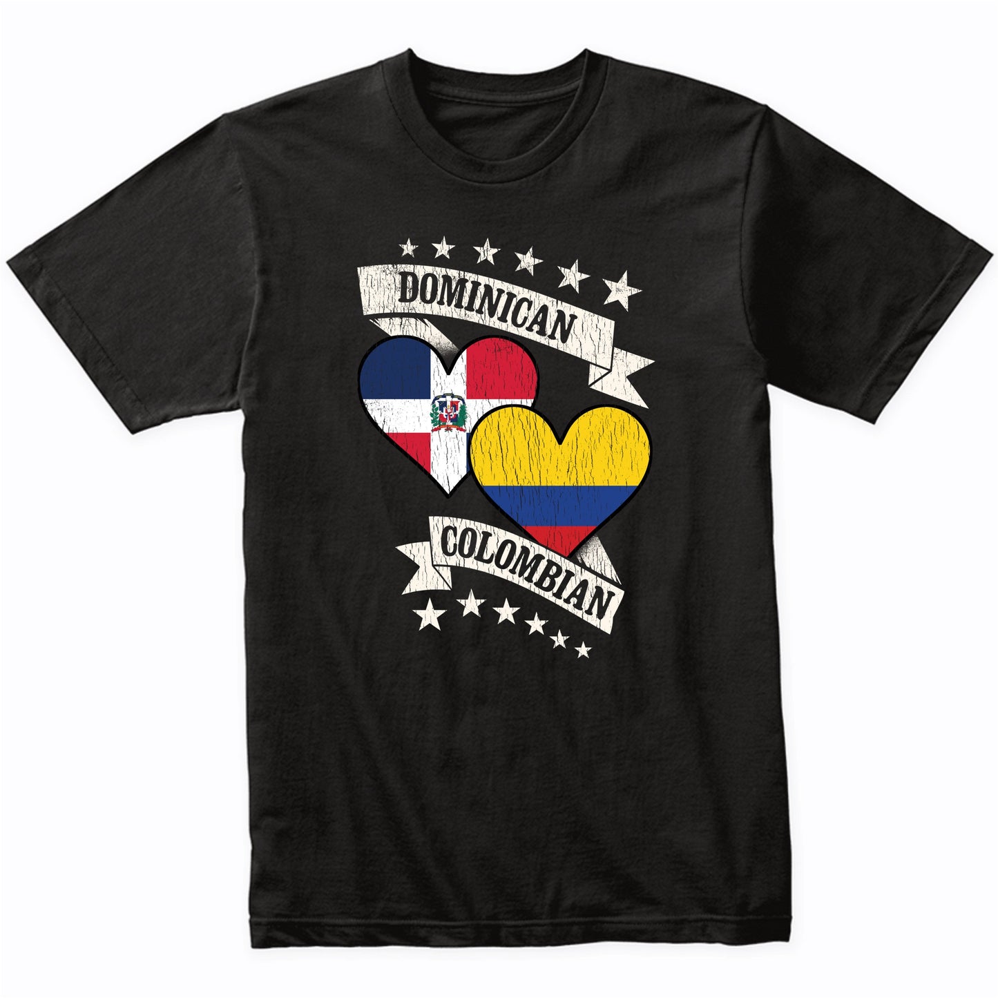 Dominican Colombian Heart Flags Dominican Republic Colombia T-Shirt