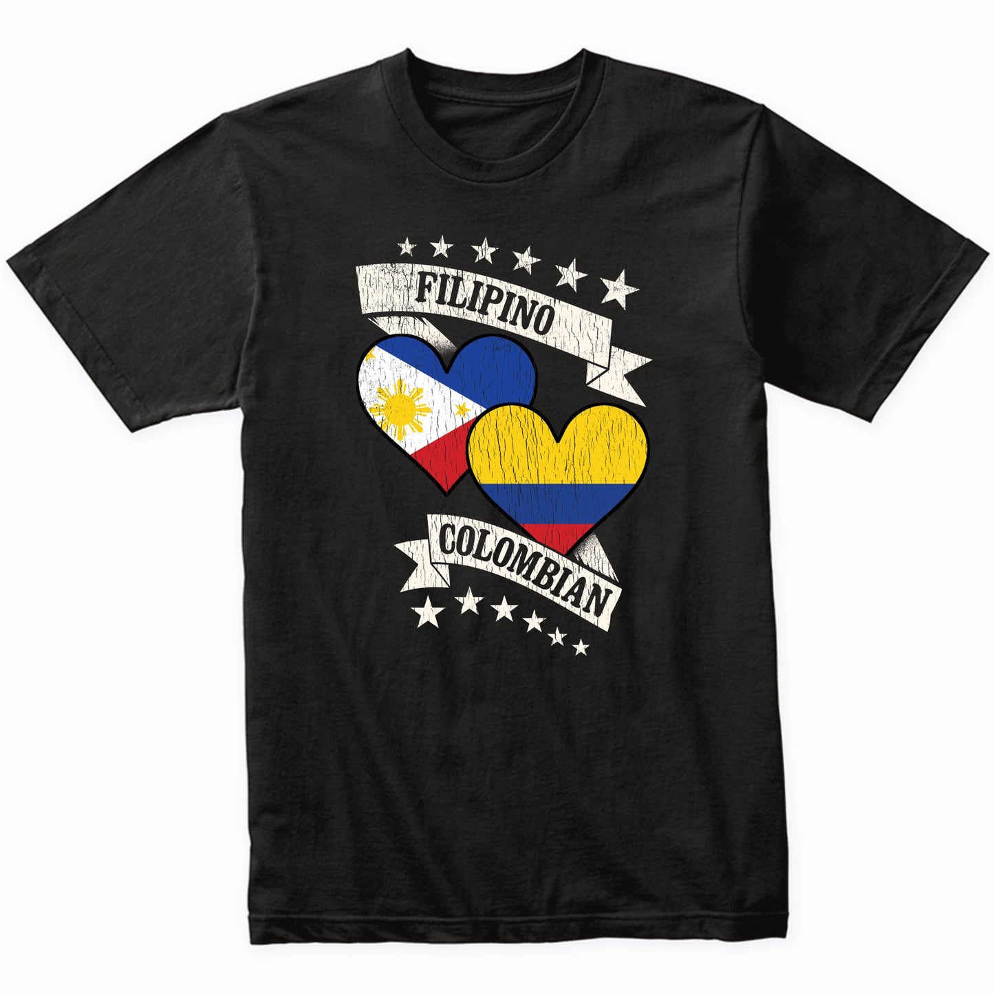 Filipino Colombian Heart Flags Philippines Colombia T-Shirt