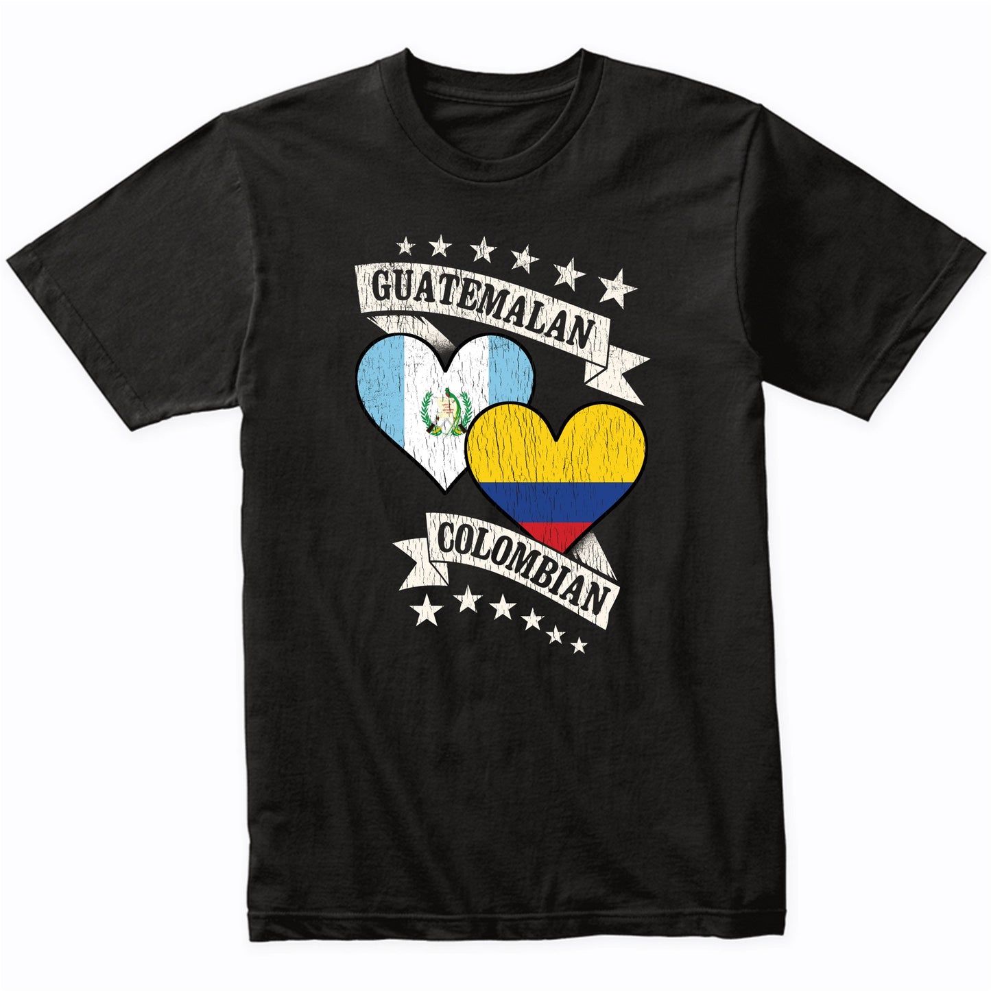 Guatemalan Colombian Heart Flags Guatemala Colombia T-Shirt
