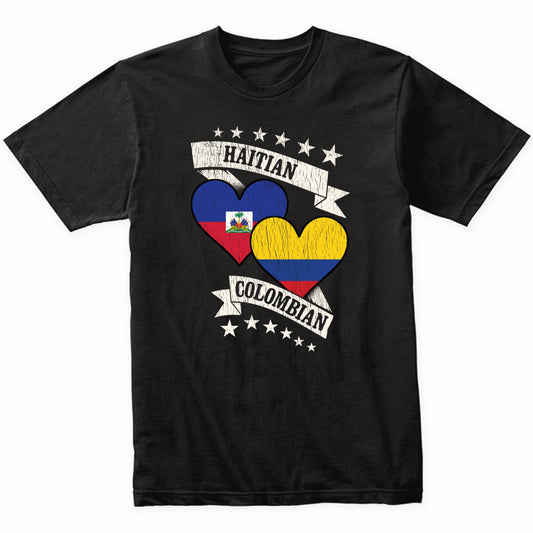 Haitian Colombian Heart Flags Haiti Colombia T-Shirt