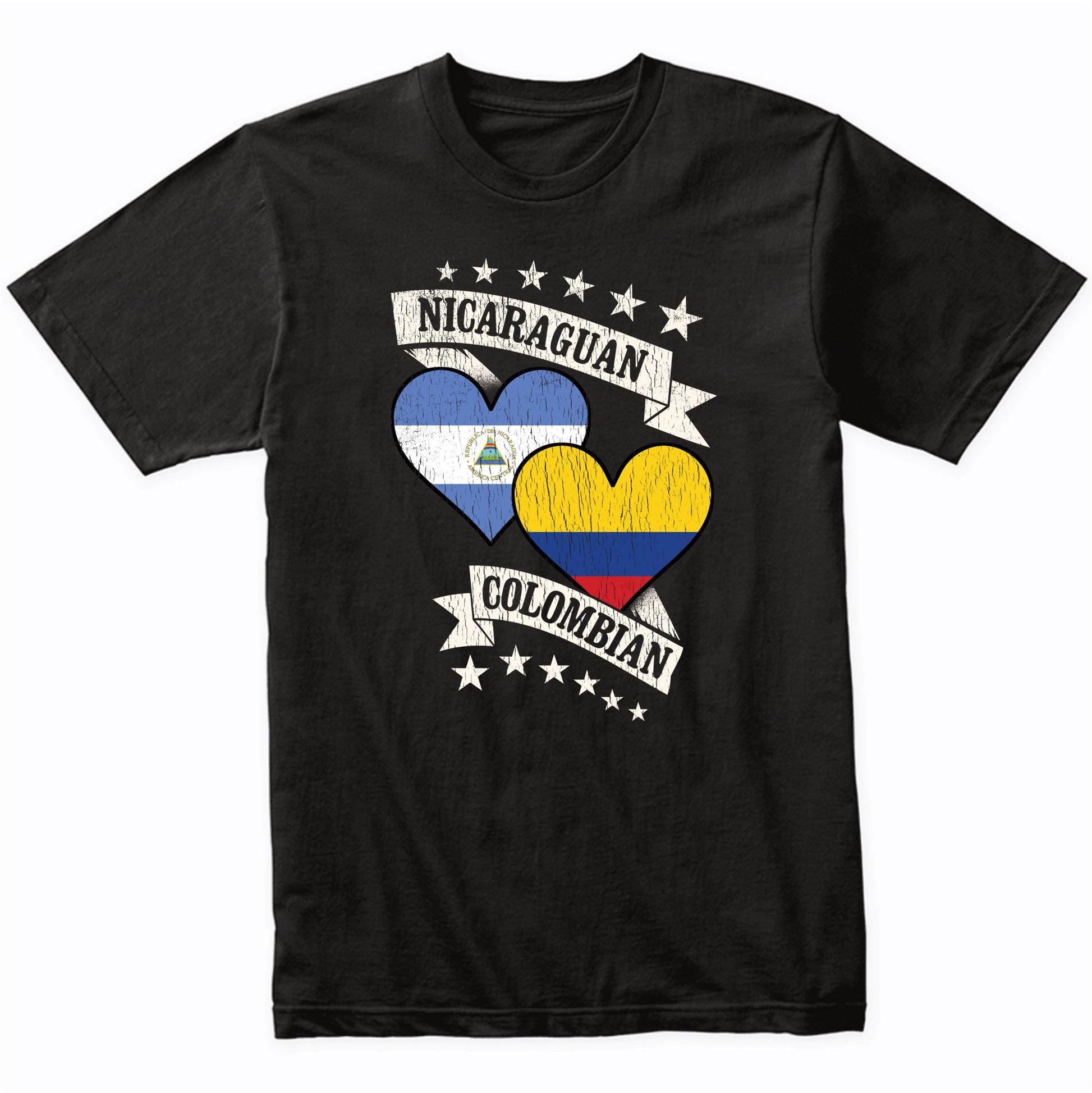 Nicaraguan Colombian Heart Flags Nicaragua Colombia T-Shirt
