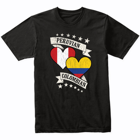 Peruvian Colombian Heart Flags Peru Colombia T-Shirt