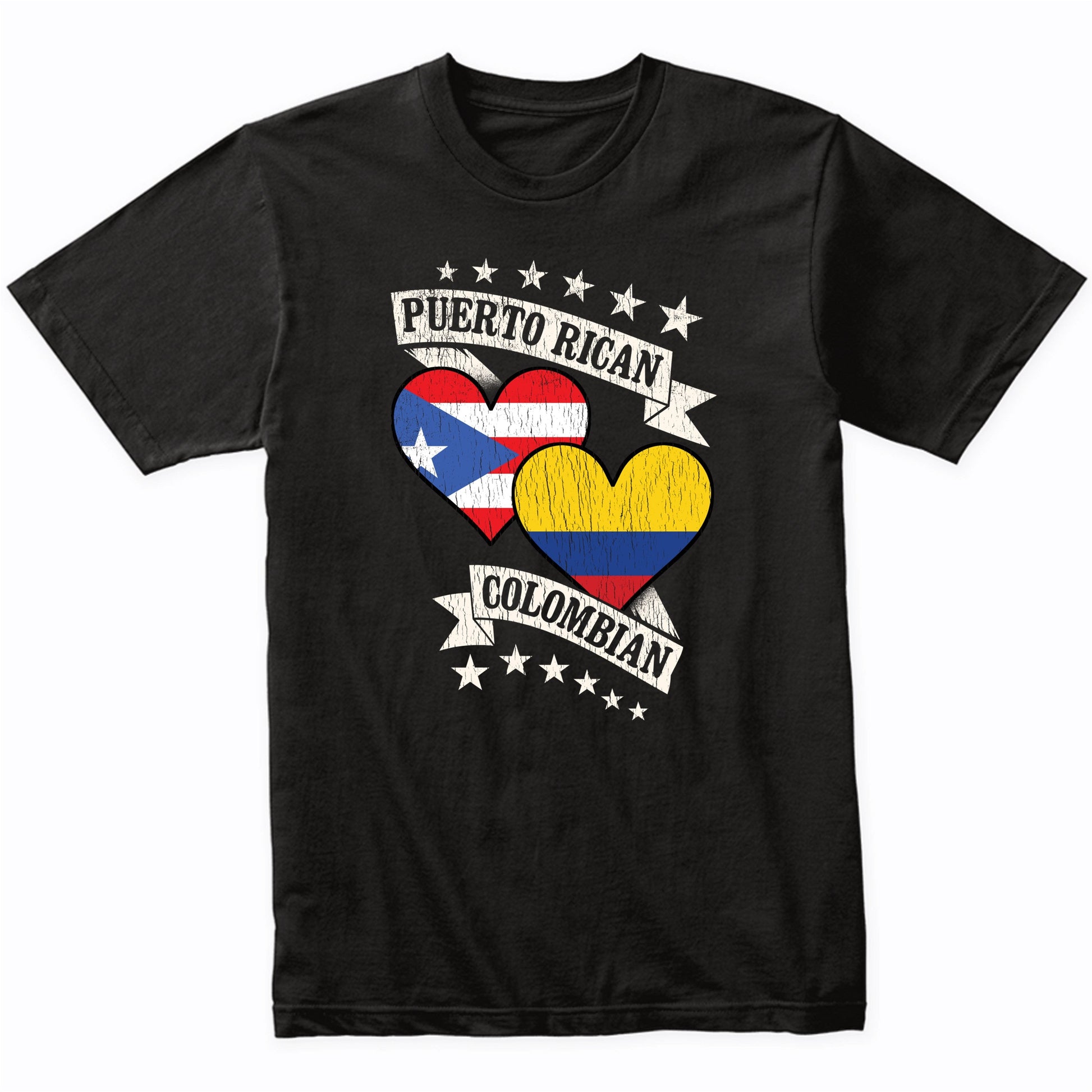 Puerto Rican Colombian Heart Flags Puerto Rico Colombia T-Shirt