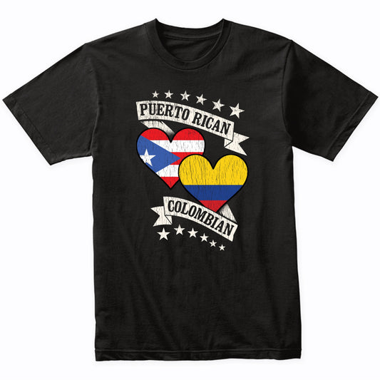 Puerto Rican Colombian Heart Flags Puerto Rico Colombia T-Shirt