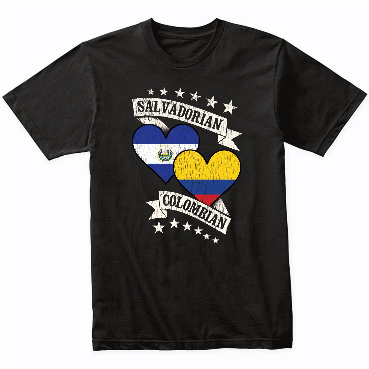 Salvadorian Colombian Heart Flags El Salvador Colombia T-Shirt