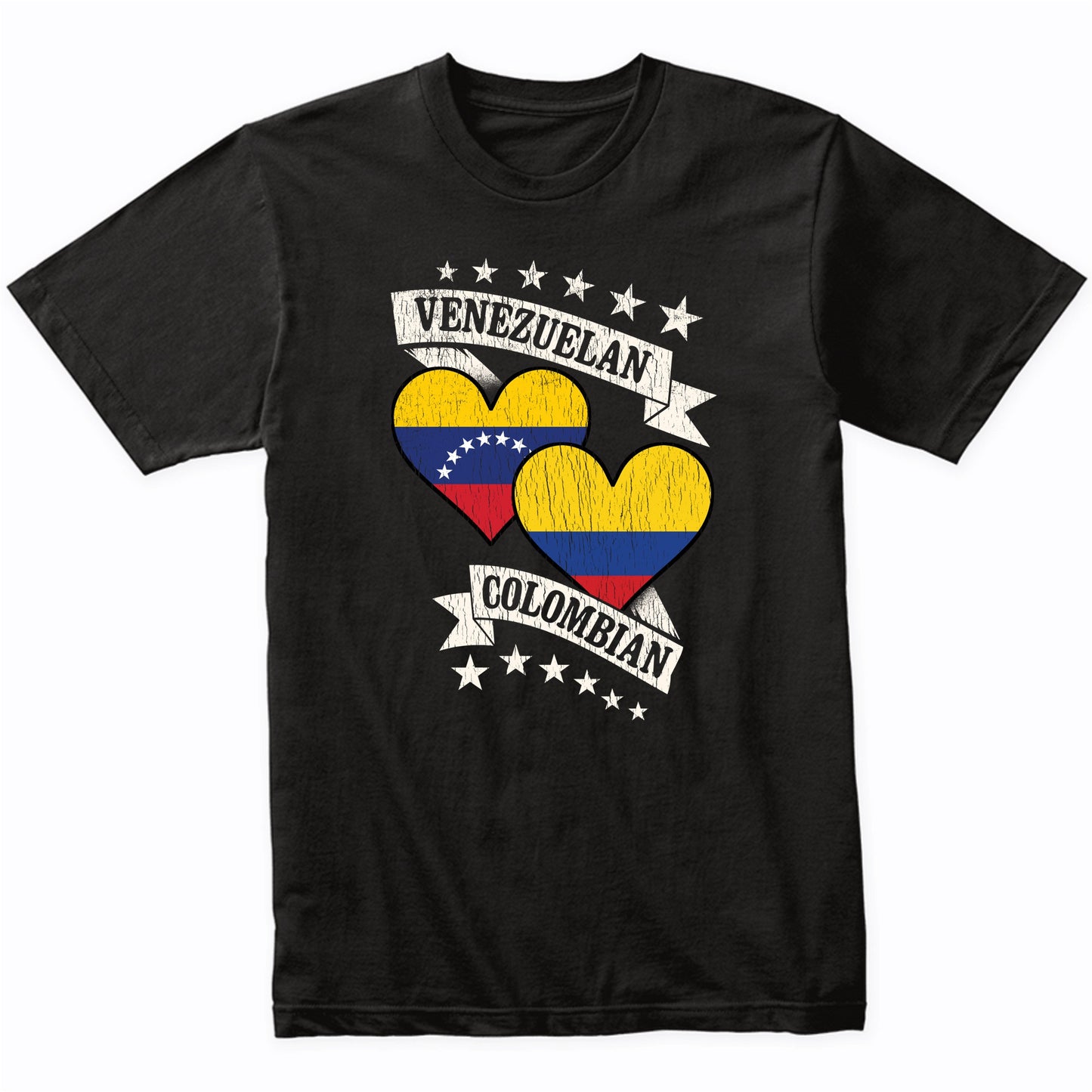 Venezuelan Colombian Heart Flags Venezuela Colombia T-Shirt