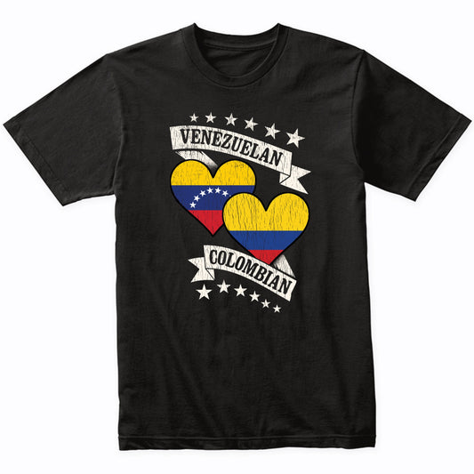 Venezuelan Colombian Heart Flags Venezuela Colombia T-Shirt