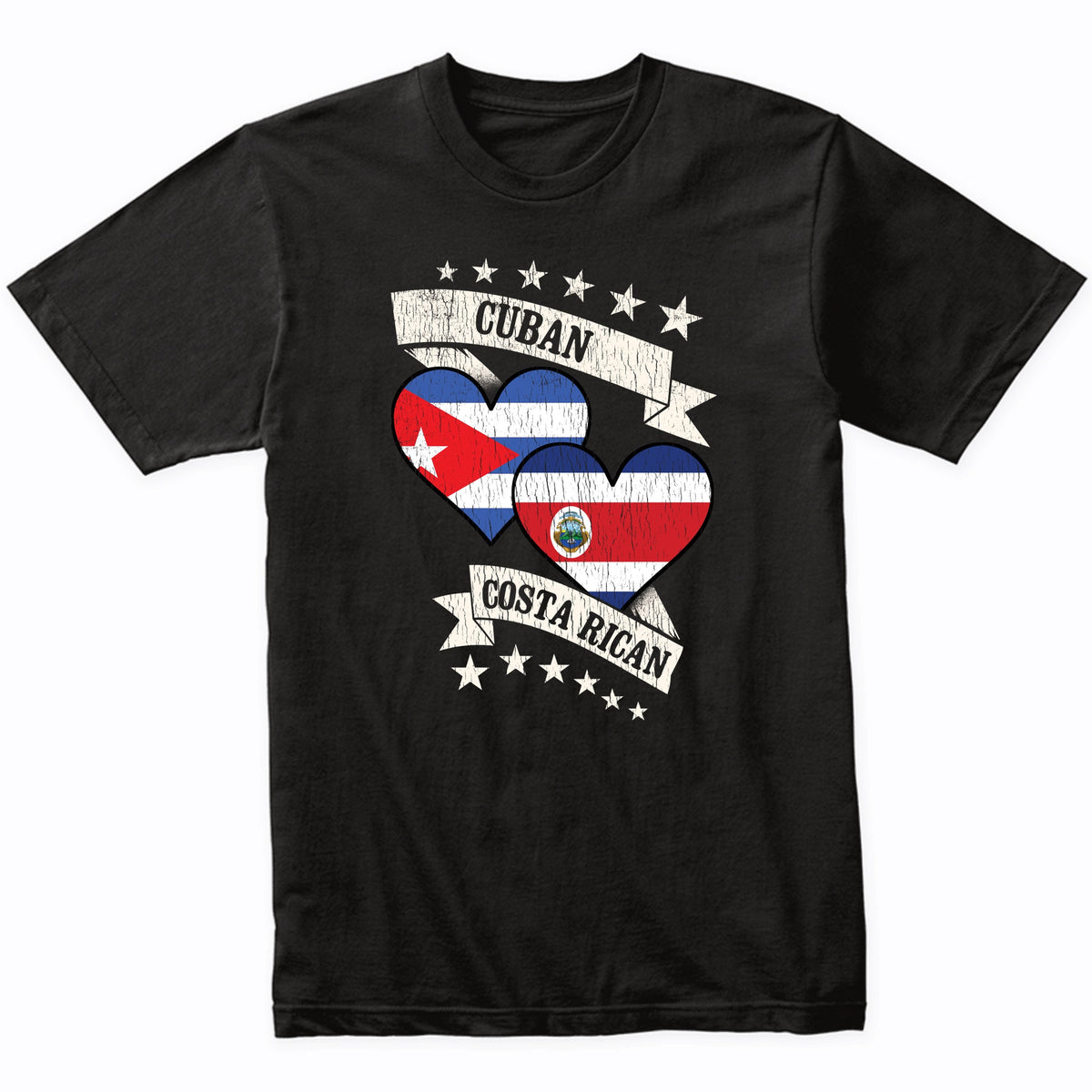 Cuban Costa Rican Heart Flags Cuba Costa Rica T-Shirt