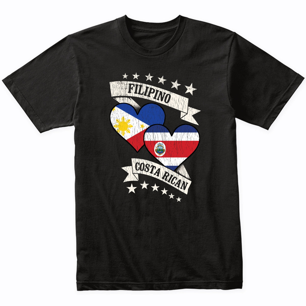 Filipino Costa Rican Heart Flags Philippines Costa Rica T-Shirt