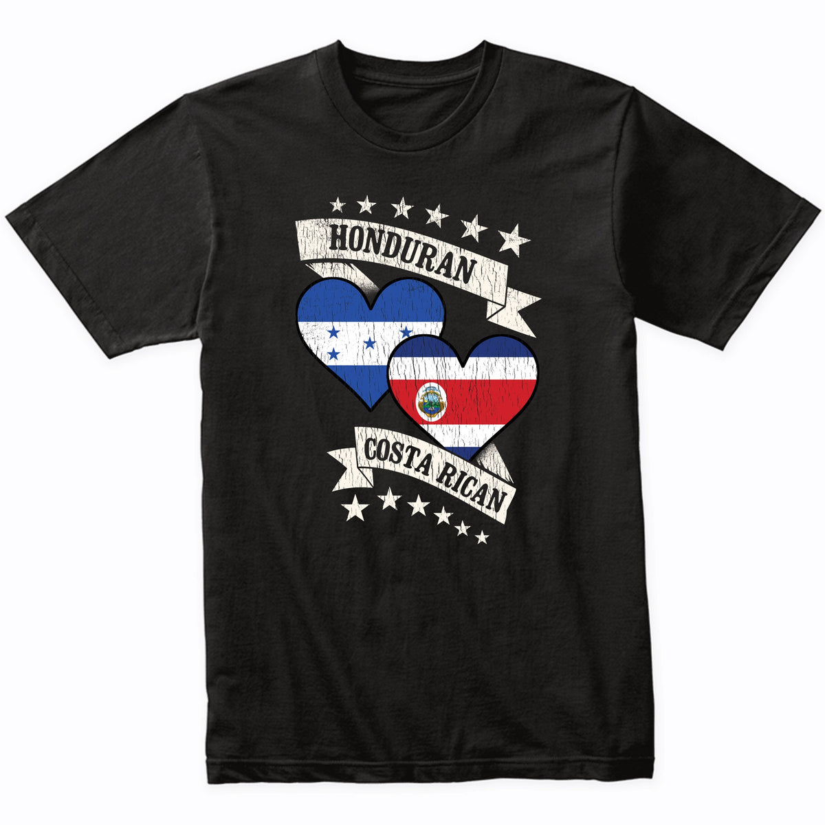 Honduran Costa Rican Heart Flags Honduras Costa Rica T-Shirt