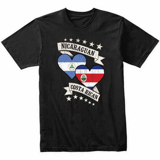 Nicaraguan Costa Rican Heart Flags Nicaragua Costa Rica T-Shirt