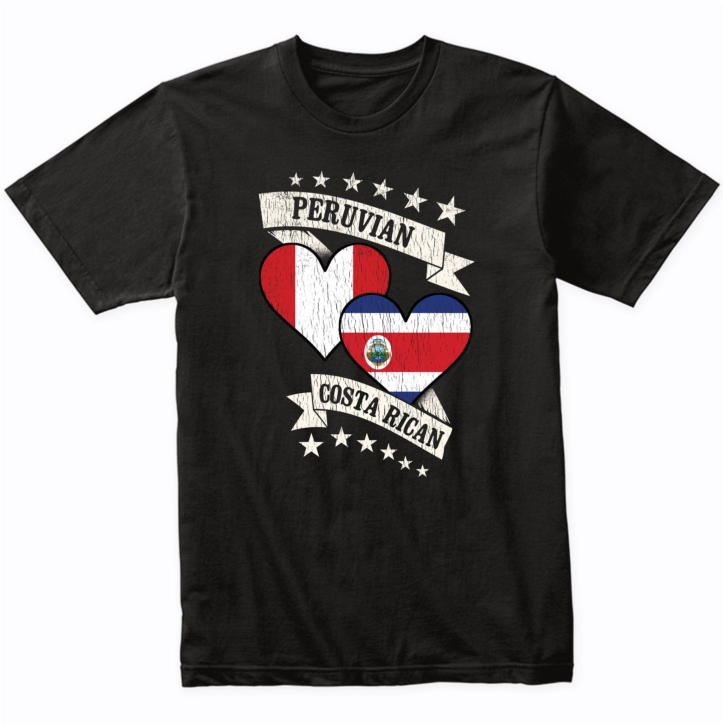 Peruvian Costa Rican Heart Flags Peru Costa Rica T-Shirt