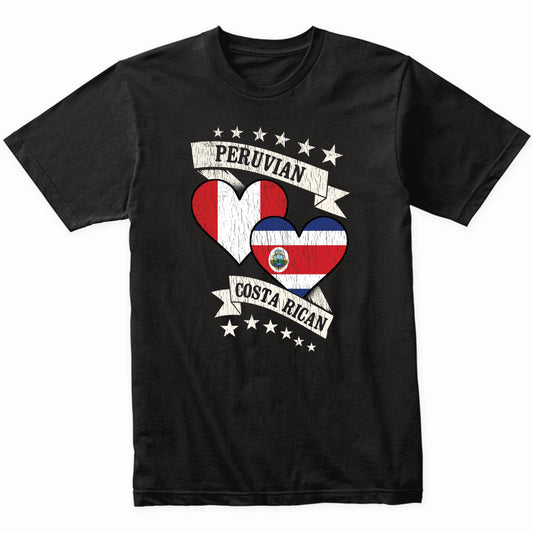 Peruvian Costa Rican Heart Flags Peru Costa Rica T-Shirt