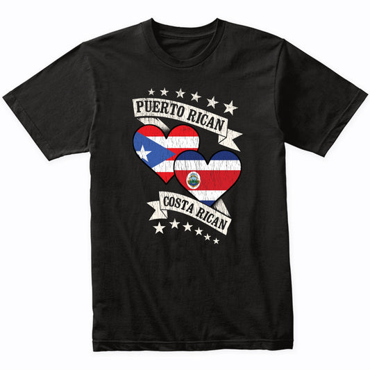 Puerto Rican Costa Rican Heart Flags Puerto Rico Costa Rica T-Shirt