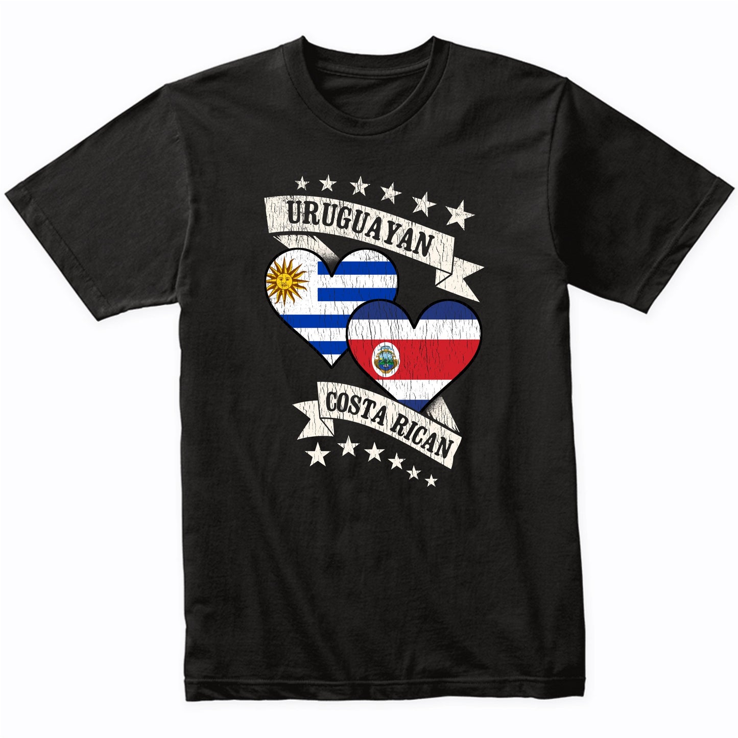 Uruguayan Costa Rican Heart Flags Uruguay Costa Rica T-Shirt