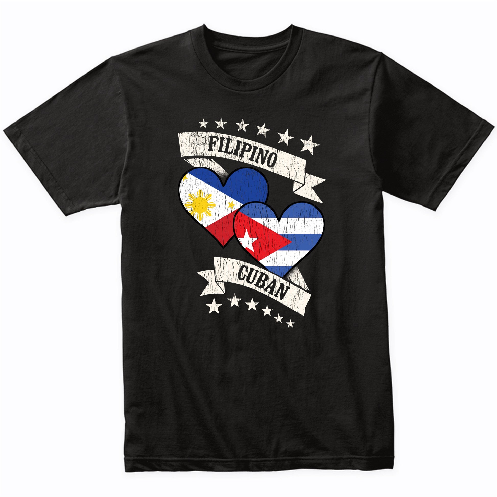 Filipino Cuban Heart Flags Philippines Cuba T-Shirt