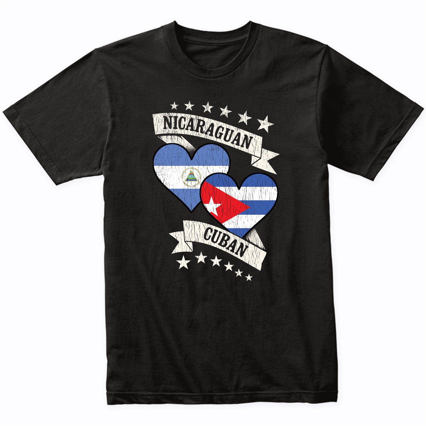 Nicaraguan Cuban Heart Flags Nicaragua Cuba T-Shirt
