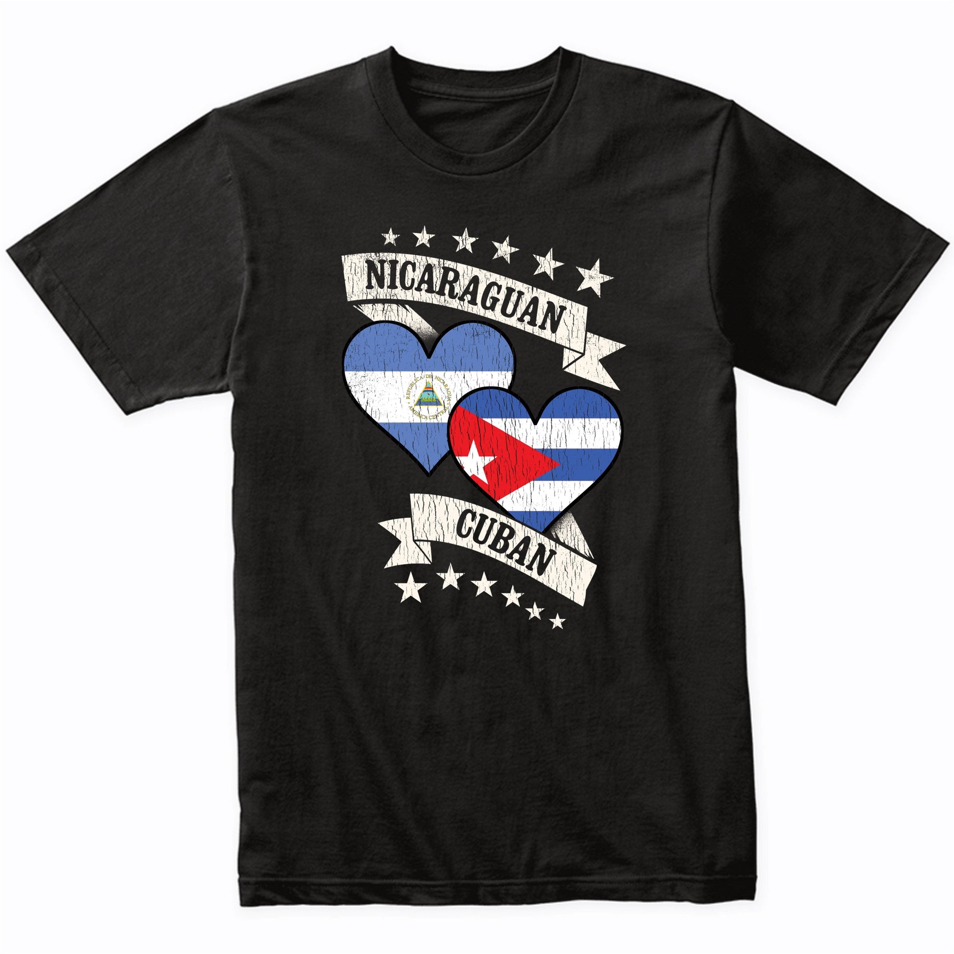 Nicaraguan Cuban Heart Flags Nicaragua Cuba T-Shirt