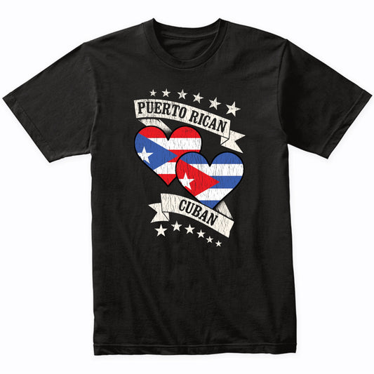 Puerto Rican Cuban Heart Flags Puerto Rico Cuba T-Shirt