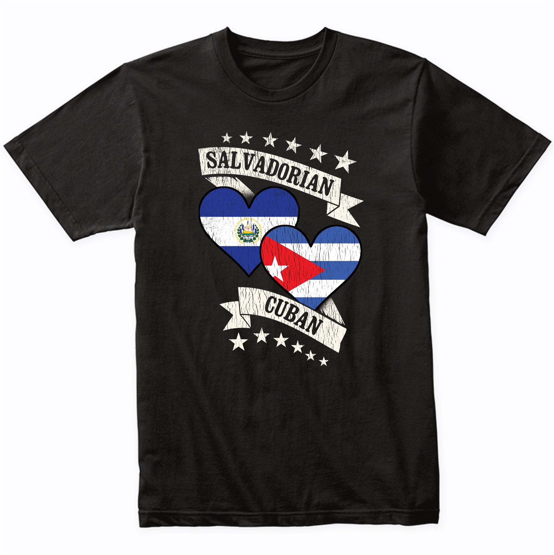 Salvadorian Cuban Heart Flags El Salvador Cuba T-Shirt