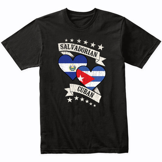 Salvadorian Cuban Heart Flags El Salvador Cuba T-Shirt