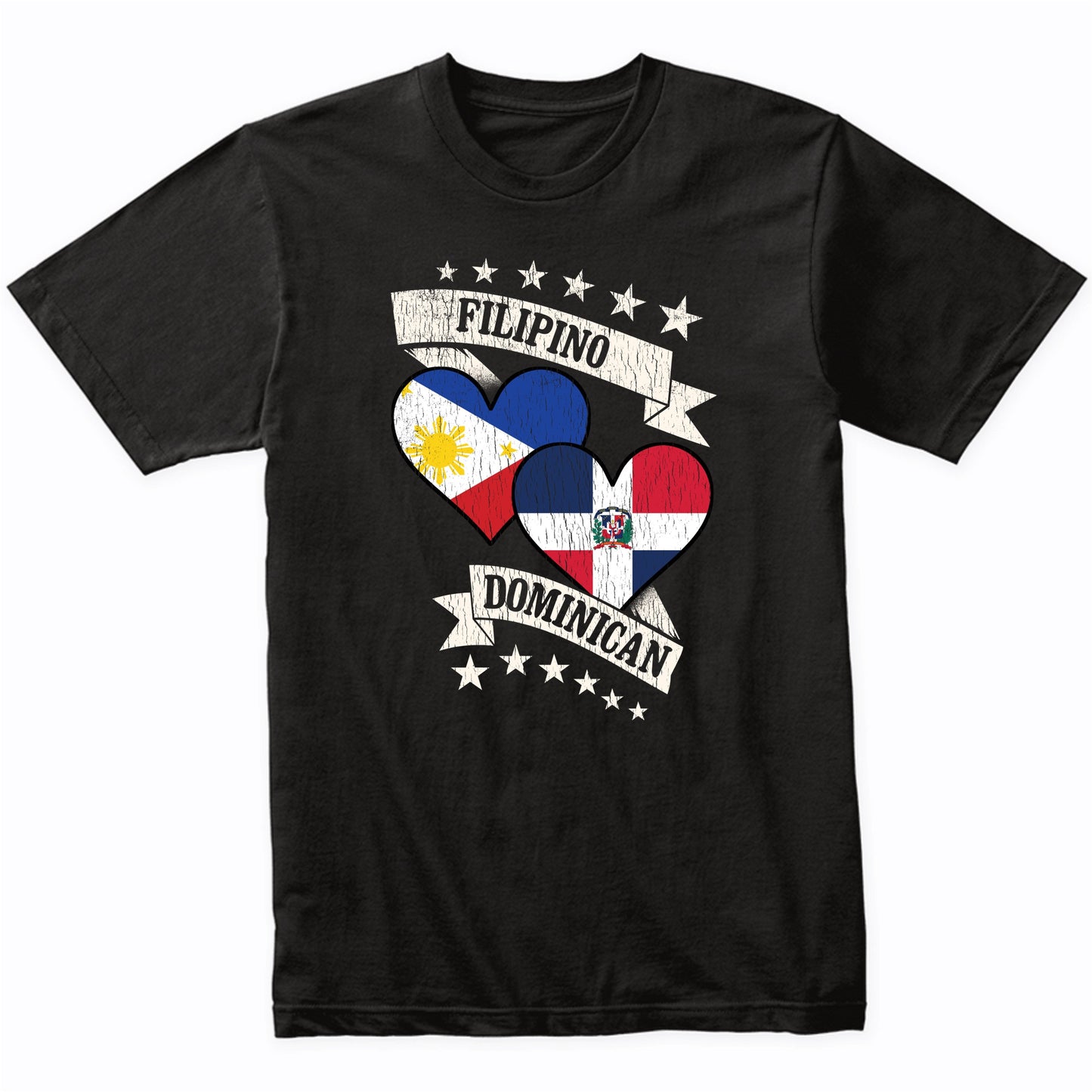 Filipino Dominican Heart Flags Philippines Dominican Republic T-Shirt