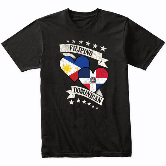 Filipino Dominican Heart Flags Philippines Dominican Republic T-Shirt