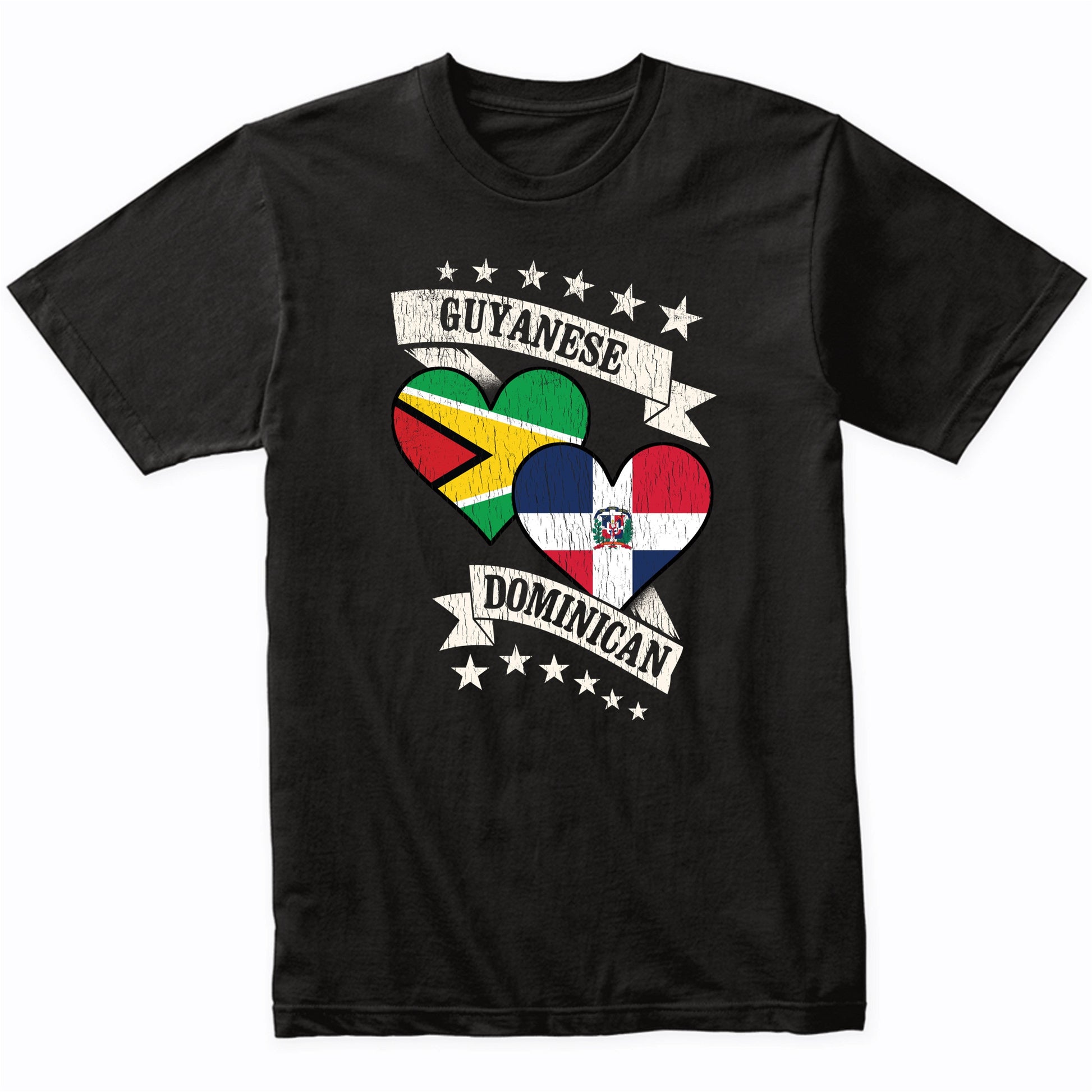 Guyanese Dominican Heart Flags Guyana Dominican Republic T-Shirt