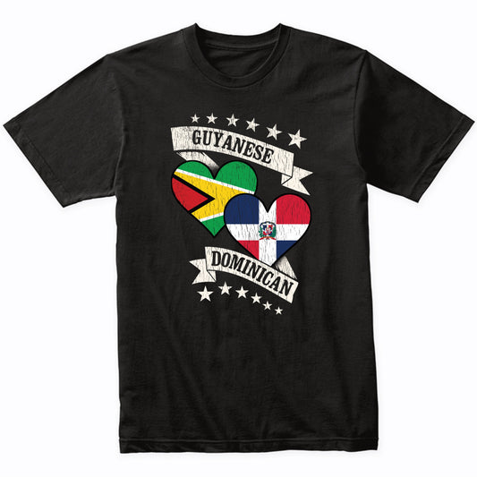 Guyanese Dominican Heart Flags Guyana Dominican Republic T-Shirt