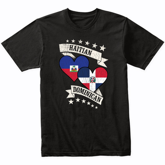 Haitian Dominican Heart Flags Haiti Dominican Republic T-Shirt