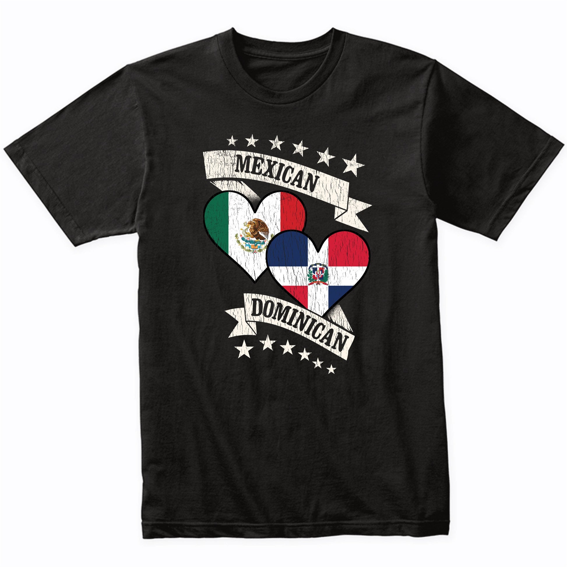 Mexican Dominican Heart Flags Mexico Dominican Republic T-Shirt