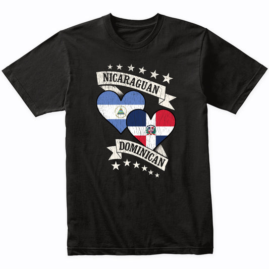 Nicaraguan Dominican Heart Flags Nicaragua Dominican Republic T-Shirt