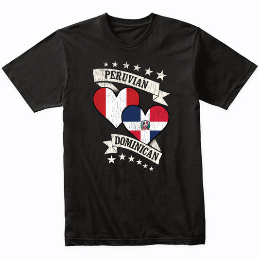 Peruvian Dominican Heart Flags Peru Dominican Republic T-Shirt