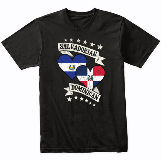 Salvadorian Dominican Heart Flags El Salvador Dominican Republic T-Shirt