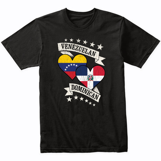 Venezuelan Dominican Heart Flags Venezuela Dominican Republic T-Shirt