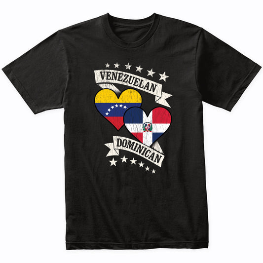 Venezuelan Dominican Heart Flags Venezuela Dominican Republic T-Shirt