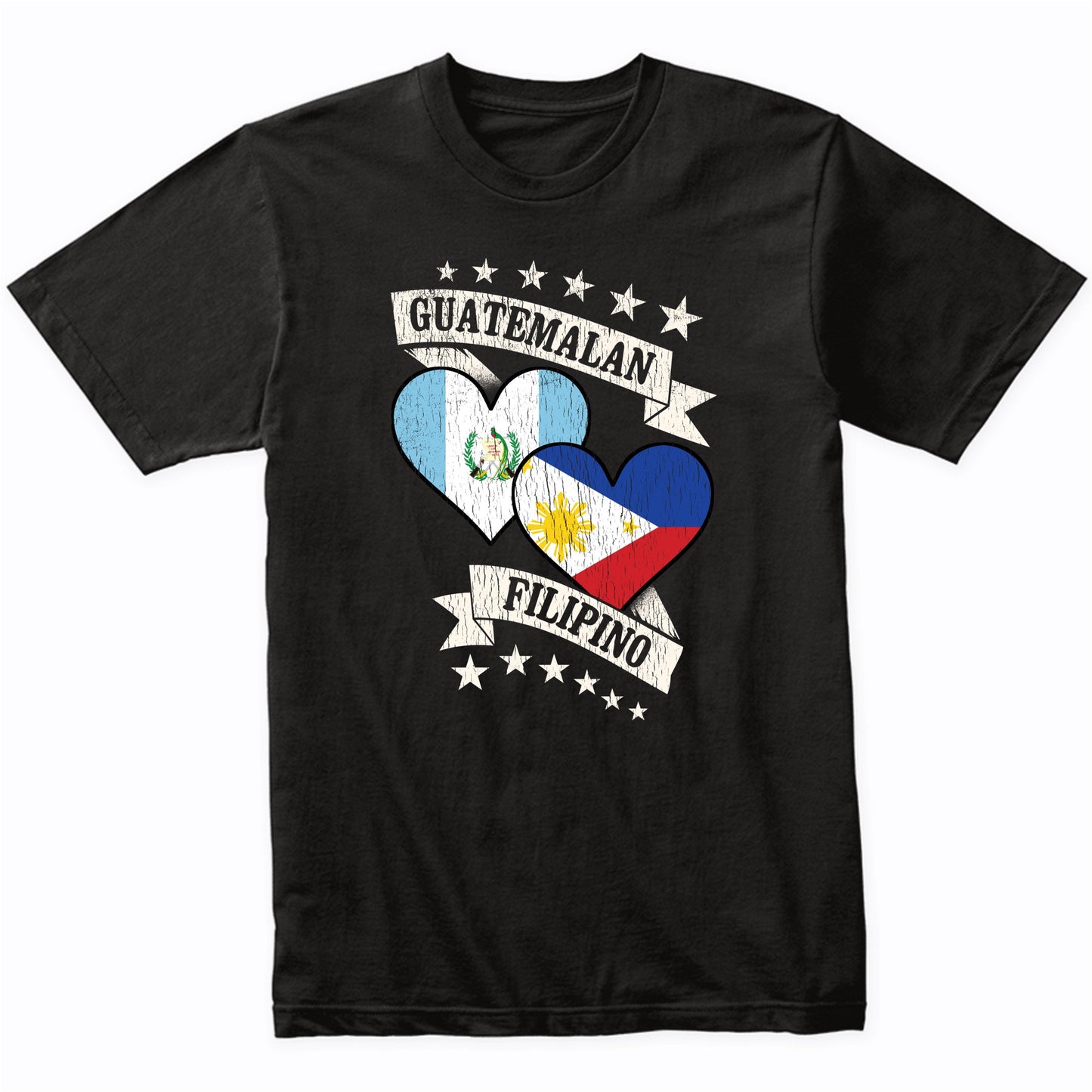 Guatemalan Filipino Heart Flags Guatemala Philippines T-Shirt
