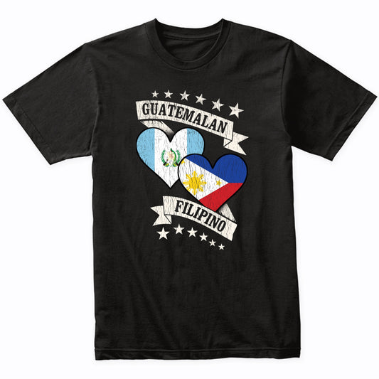 Guatemalan Filipino Heart Flags Guatemala Philippines T-Shirt