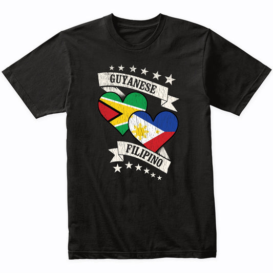 Guyanese Filipino Heart Flags Guyana Philippines T-Shirt