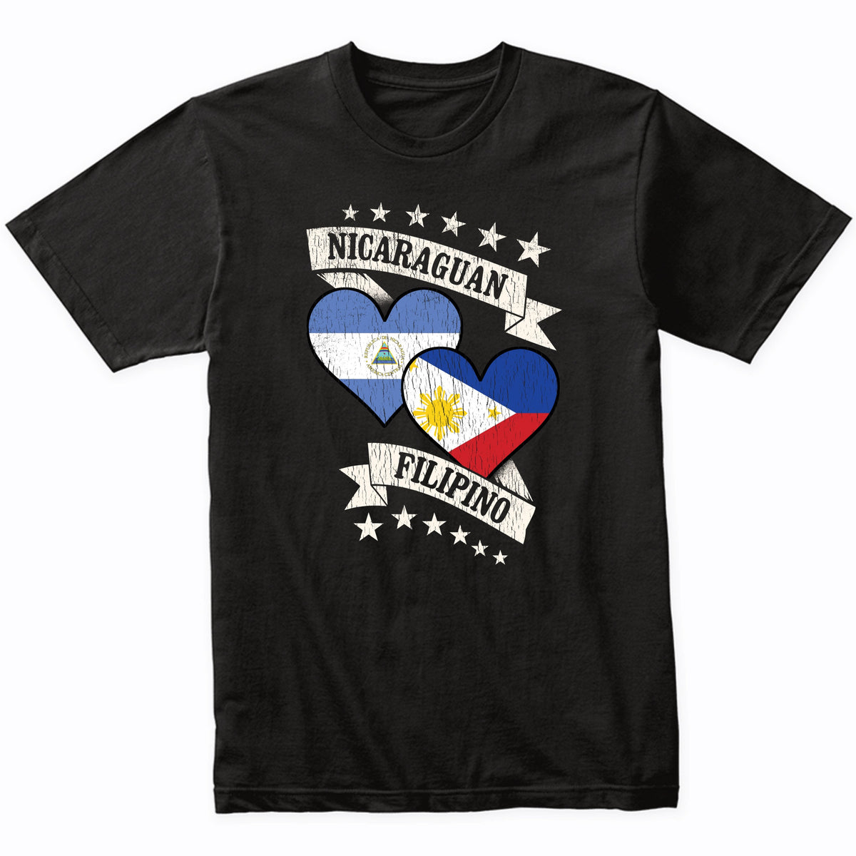 Nicaraguan Filipino Heart Flags Nicaragua Philippines T-Shirt