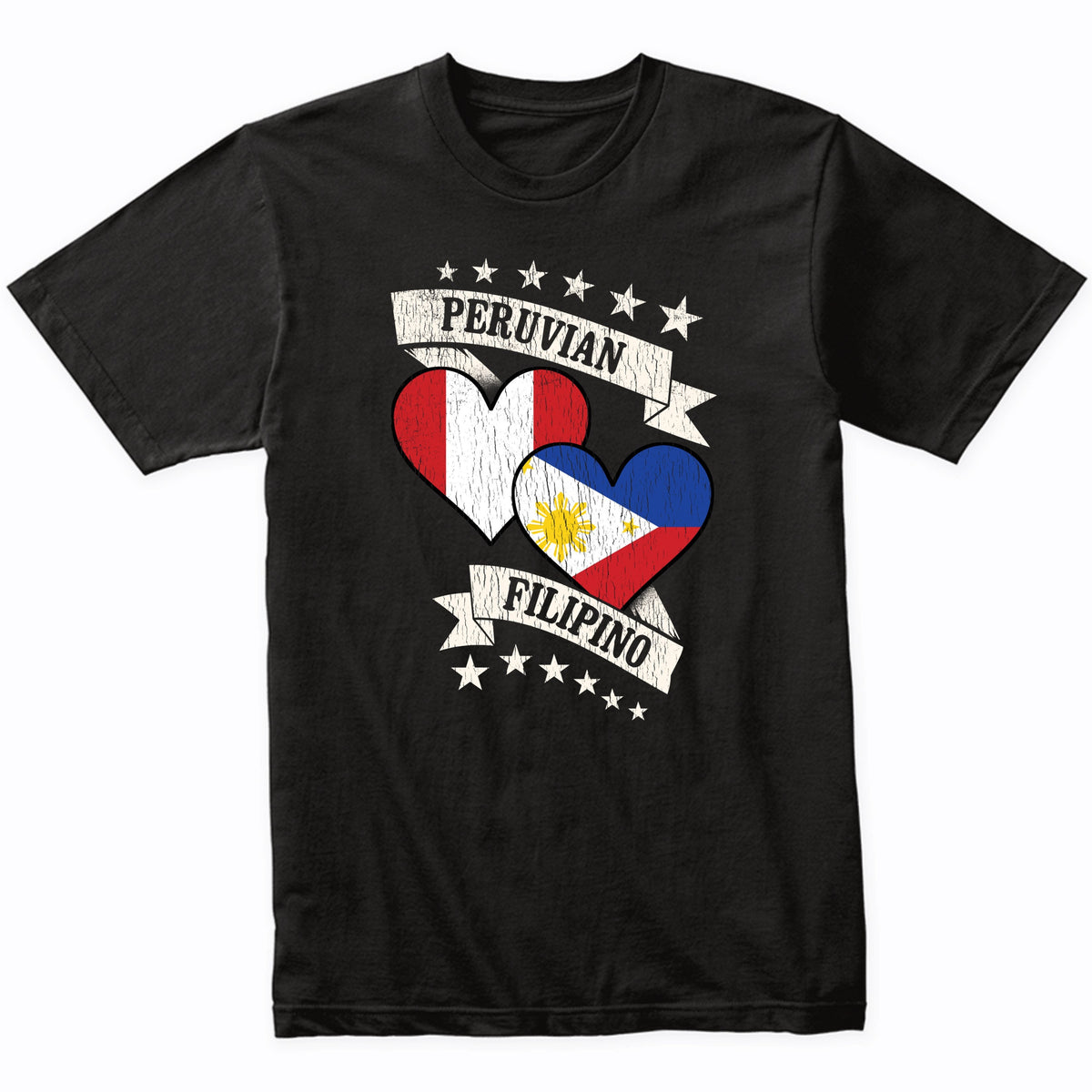 Peruvian Filipino Heart Flags Peru Philippines T-Shirt