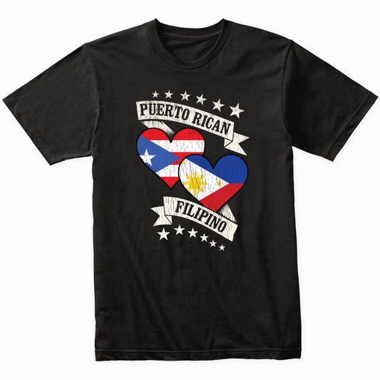 Puerto Rican Filipino Heart Flags Puerto Rico Philippines T-Shirt